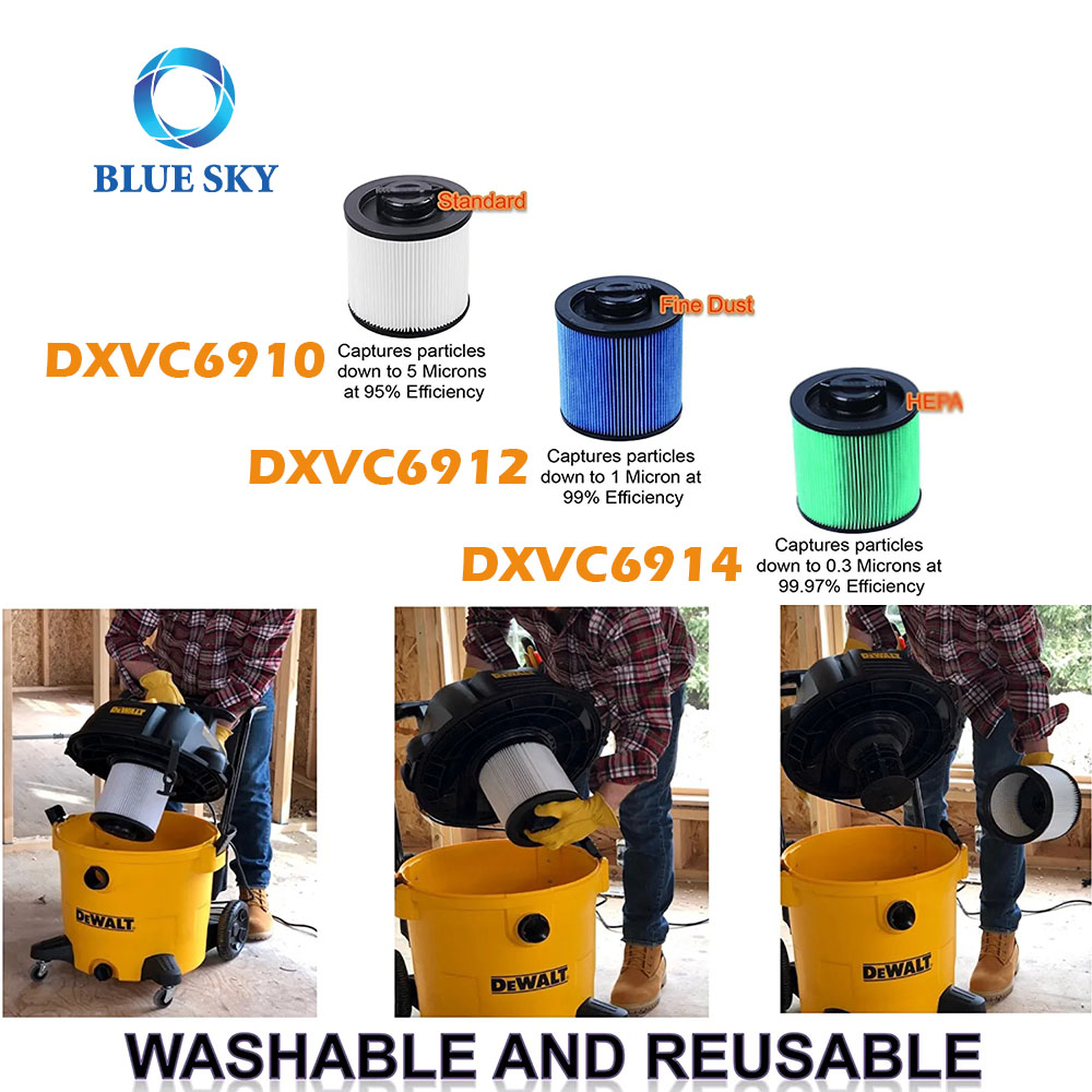 DXVC6912 フィルター Dewalt レギュラー 6-16 ガロン 湿式/乾式掃除機用